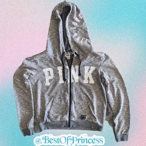 Victoria Secret Pink zip up Grey Hoodie Sz LG